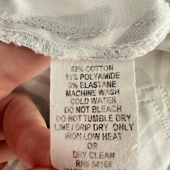 Elliott Lauren Leaf Print Pants Sz 8 Cropped Resort Chic Botanical White Gray - Picture 7 of 7